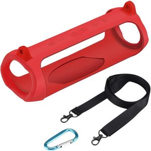 Swifth Siliconen hoes draagtas case lus tas geschikt voor JBL Charge 5 Bluetooth luidspreker (rood)