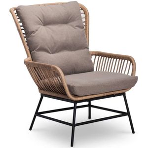 BUITEN living Dex loungestoel | wicker + aluminium | Bamboo taupe
