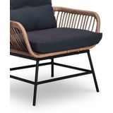 BUITEN living Dex loungestoel tuin incl. voetenbank | wicker  aluminium | bamboe antraciet