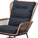 BUITEN living Dex loungestoel tuin incl. voetenbank | wicker  aluminium | bamboe antraciet