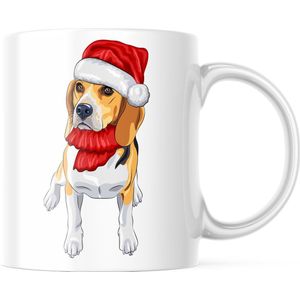 Dog Lover Mok met afbeelding: beagle met kerstmuts | Honden Liefhebber | Honden Spreuk | Cadeau | Grappige mok | Koffiemok | Koffiebeker | Theemok | Theebeker