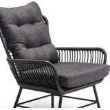 BUITEN living Dex loungestoel tuin | wicker  aluminium | charcoal (donkergrijs/antractiet)
