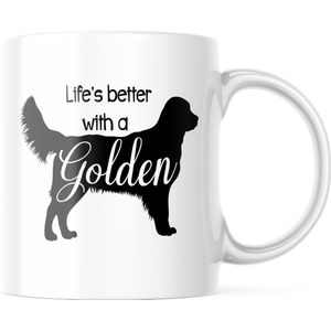 Dog Lover Mok met tekst: life is better with golden | Honden Liefhebber | Honden Spreuk | Cadeau | Grappige mok | Koffiemok | Koffiebeker | Theemok | Theebeker