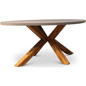 BUITEN living Livorno dining tuintafel 4 personen | polystone + hardhout | betonlook | 200cm