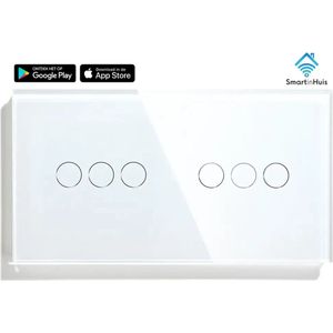 SmartinHuis – Slimme serieschakelaars (3) – Wit – Wifi – Hotelschakelaar – 6 lampen