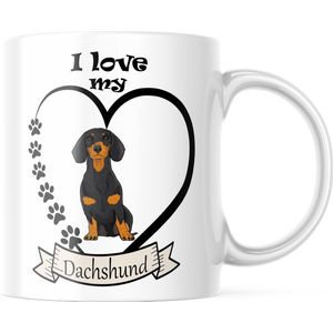 Dog Lover Mok met tekst: I love my dachshund zwart | Honden Liefhebber | Honden Spreuk | Cadeau | Grappige mok | Koffiemok | Koffiebeker | Theemok | Theebeker