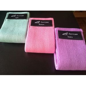 SY Goods - Weerstandsbanden - Resistancebands - Bootybands - Home workout - Thuis sporten - Set van 3 - Groen Roze Paars - Yoga - Booty Bands