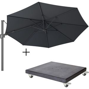 LUX outdoor living Milano zweefparasol Ø3,5 antraciet  Premium Modena parasolvoet 90kg