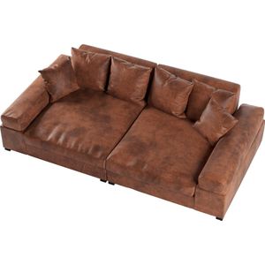 BANKSTEL BIG SOFA FATGUY MICROSTOF VINTAGE BRUIN bigsofa zetel - Hoekbanken en hoeksalon bij zetelsenbedden