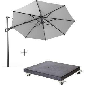 Platinum Challenger T² zweefparasol Ø350cm rond | light grey (lichtgrijs)  Premium Modena parasolvoet 120kg