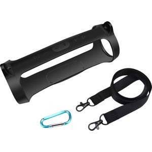 Selwo hoes voor JBL Charge 4 draagbare Bluetooth luidspreker, Seracle Silicone Case Cover Sling Tas voor JBL Charge 4 draagbare Bluetooth Speaker (zwart)