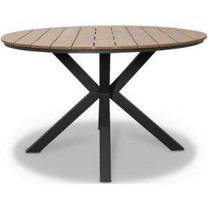 LUX outdoor living - Cervo - Tuintafel - Rond - Ø120cm - Polywood + Aluminium - Natural Wood