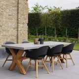 BUITEN living Norwich/Karlstad zwart dining tuinset 7-delig | betonlook | 250cm