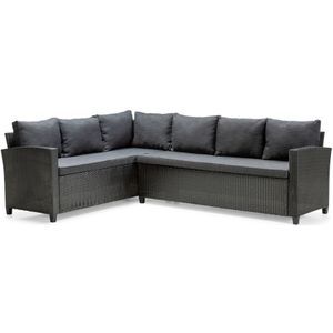 Denza Furniture Stockholm lounge hoekbank tuin | wicker | hoge zitting | 245x169cm | zwart