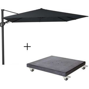 Platinum Challenger T² zweefparasol 300x300cm | Faded Black  Premium Modena parasolvoet 90kg