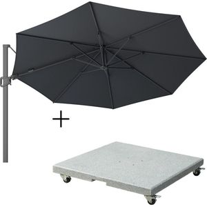 LUX outdoor living Milano zweefparasol Ø3,5 antraciet  Premium Salerno parasolvoet 90kg