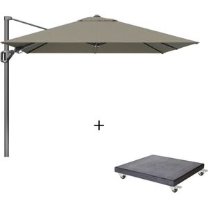 Platinum Voyager T² zweefparasol 270x270cm | taupe  Premium Modena parasolvoet 90kg