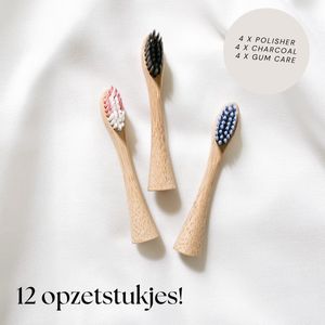 Opzetstukjes elektrische bamboe tandenborstel - 12 stuks - bamboo stories