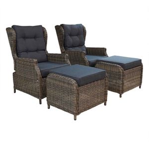 Denza Furniture Belfort lounge balkonset - verstelbaar 2 personen | wicker | kobo grey (donkergrijs/donkerbruin) | 4-delig