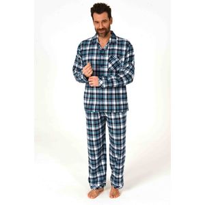 Pyjama - Flanel - Katoen - Heren Doorknoop Jasje met Kraag en Borstzakje