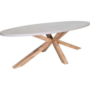 BUITEN - Livorno - Tuintafel - Betonlook - Polystone + Hardhout - 240cm