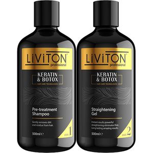 Liviton Keratine & Haarbtx No.1 & No.2 - Keratine Behandeling - Proteïne Behandeling- Herstelt beschadigd haar - 2x 500 ml