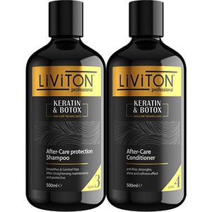 Liviton Keratine & Botox No.3 & No.4 - Keratine Conditioner - Keratine Shampoo - Proteïne Behandeling- Herstelt beschadigd haar - 2x 500 ml