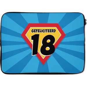 Laptophoes 13 inch - Verjaardag - 18 jaar - Feest - Laptop sleeve - Binnenmaat 32x22,5 cm - Zwarte achterkant