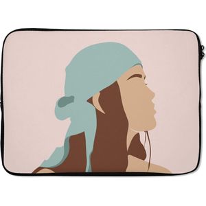 Laptophoes 13 inch - Zomer - Vrouw - Bandana - Abstract - Laptop sleeve - Binnenmaat 32x22,5 cm - Zwarte achterkant