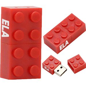 128GB 3.0 Brick usb stick met naam rood, bouwsteen usb stick