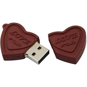 Chocolade hart usb stick 128GB 3.0 -1 jaar garantie - A graden klasse chip