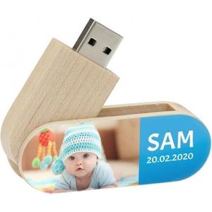 Hout twister 128gb 3.0 usb stick met foto / naam / tekst bedrukken, verjaardagscadeau ideeën, naam cadeau, naam kado, persoonlijk cadeau bruiloft, geboorte cadeau,