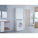Wasmachine opbouw wit wasmachine/ wasdroger  kast Lange deur