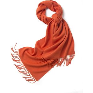 Hommard fijn geweven Lambswool scarf, Lamswol, Sjaal, heren, dames, unisex Orange, Oranje, Uni