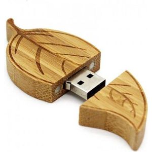 Hout blad usb stick 128GB - Houten usb stick, bladen usb stick,