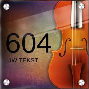Huisnummer naambord plexiglas 20x20x0,5cm Viool design - met naam bedrukken Huisnummerbordjes, Naambordje voordeur, naamplaatje voordeur, huisnummer bord, huisnummer borden