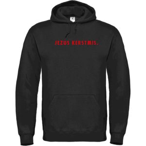 Kerst hoodie zwart L - Jezus Kerstmis - Rood - soBAD. | Kersttrui soBAD. | kerstsweaters volwassenen | kerst hoodie volwassenen | Kerst outfit | Foute kerst truien