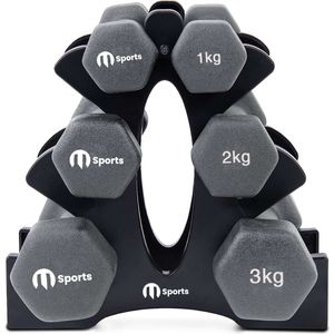 M sports - Gewichten - Halterset - Dumbbell Set - Neopreen Dummbbells - 1 t/m 3kg - 3 Paar