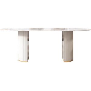 Medina Eettafel - Marmer - Modern - Wit - 200 cm - Tafelblad 2