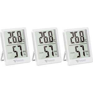 Selwo Digitale Thermo-hygrometer, 3 Stuks Binnenthermometer, Hygrometer, Temperatuur en Luchtvochtigheidsmeter met Hoge Nauwkeurigheid, voor Interieur, Babykamer, Woonkamer, Kantoor(Wit)