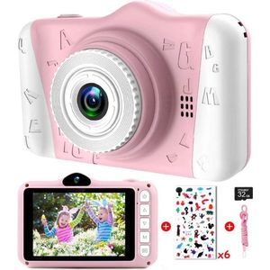 Kindercamera - Digitale kindercamera met 3,5 inch groot scherm 1080P HD 12MP ingebouwde 32GB SD-kaart USB oplaadbare selfiecamera voor 3 - 10 jaar oude meisjes Verjaardag Kinderspeelgoed van Selwo