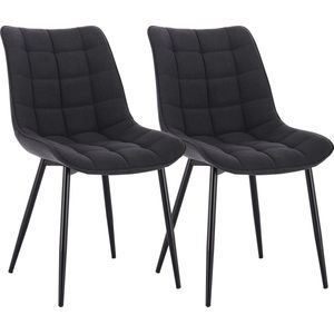 Polaza Home® Eetkamerstoelen set van 2 – Eetkamerstoel – Eetkamerstoelen – Eetkamerstoel Linnen - Donker Grijs