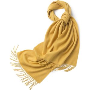 Hommard fijn geweven Lambswool scarf, Lamswol, Sjaal, heren, dames, unisex Yellow, Geel, Uni