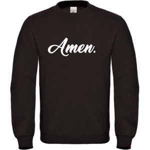 Kerst sweater zwart XL - Amen - wit - soBAD. | Kersttrui soBAD. | kerstsweaters volwassenen | kerst hoodie volwassenen | Kerst outfit | Foute kerst truien