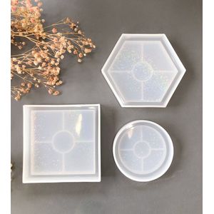 Siliconen Mallen - Onderzetters | Holografisch | 3 stuks | Epoxy | DIY | Hobby