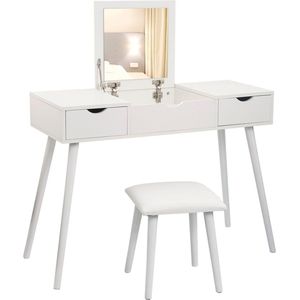 Happyment® Luxe kaptafel met spiegel - Make up tafel voor meisjes - Kinderen & volwassenen - Bruin - 100x40x75cm