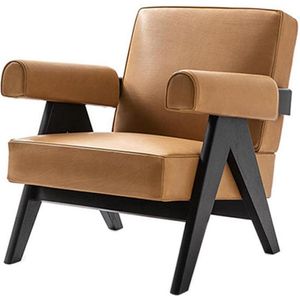 Medina fauteuil - Modern - Fluweel/Hout - Beige