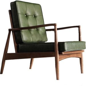 Medina luxe fauteuil - Groen - bekleed met echt leer