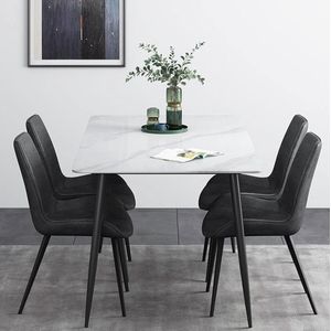 Medina Eettafel - Eettafel set - 160 cm - Zwart - Marmer - Modern - Zonder stoelen