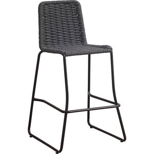 Barkruk - Rotan - antraciet/Zwart- Barstoelen buiten of keuken - Inclusief rugleuning - Set van 1 - Rieten - Ergonomisch - 74cm hoog